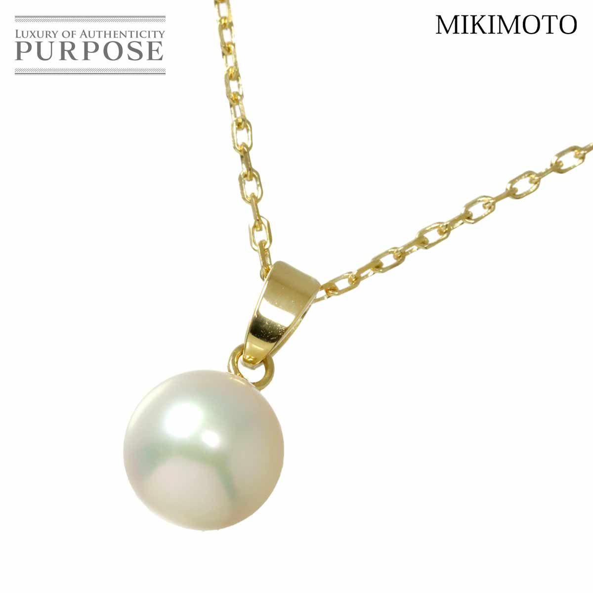 ミキモト MIKIMOTO アコヤ真珠 7.7mm ネックレス 40cm K18 YG イエロー