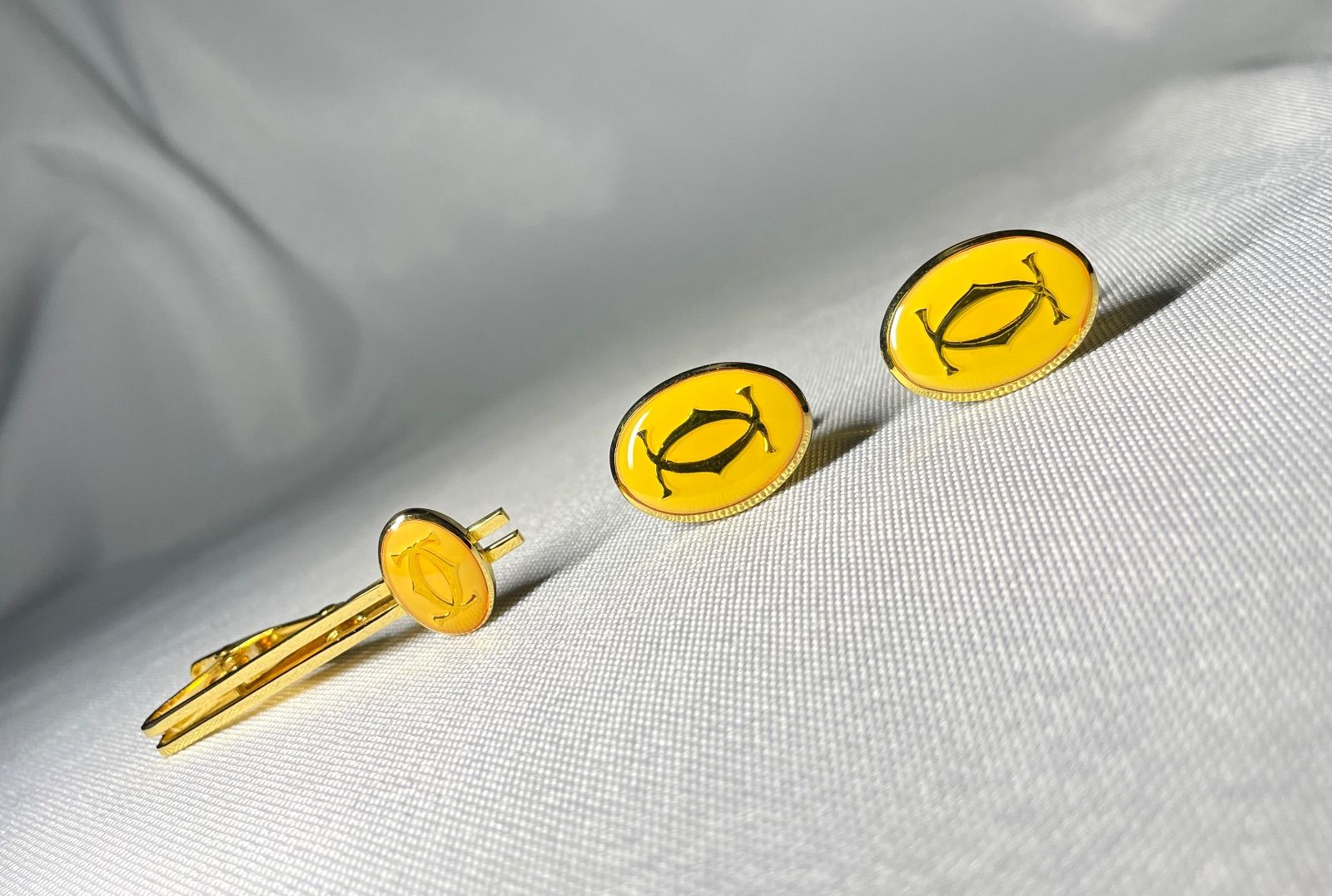 美品 Cartier カルティエ ダブルC ロゴ ヴィンテージ ネクタイピン