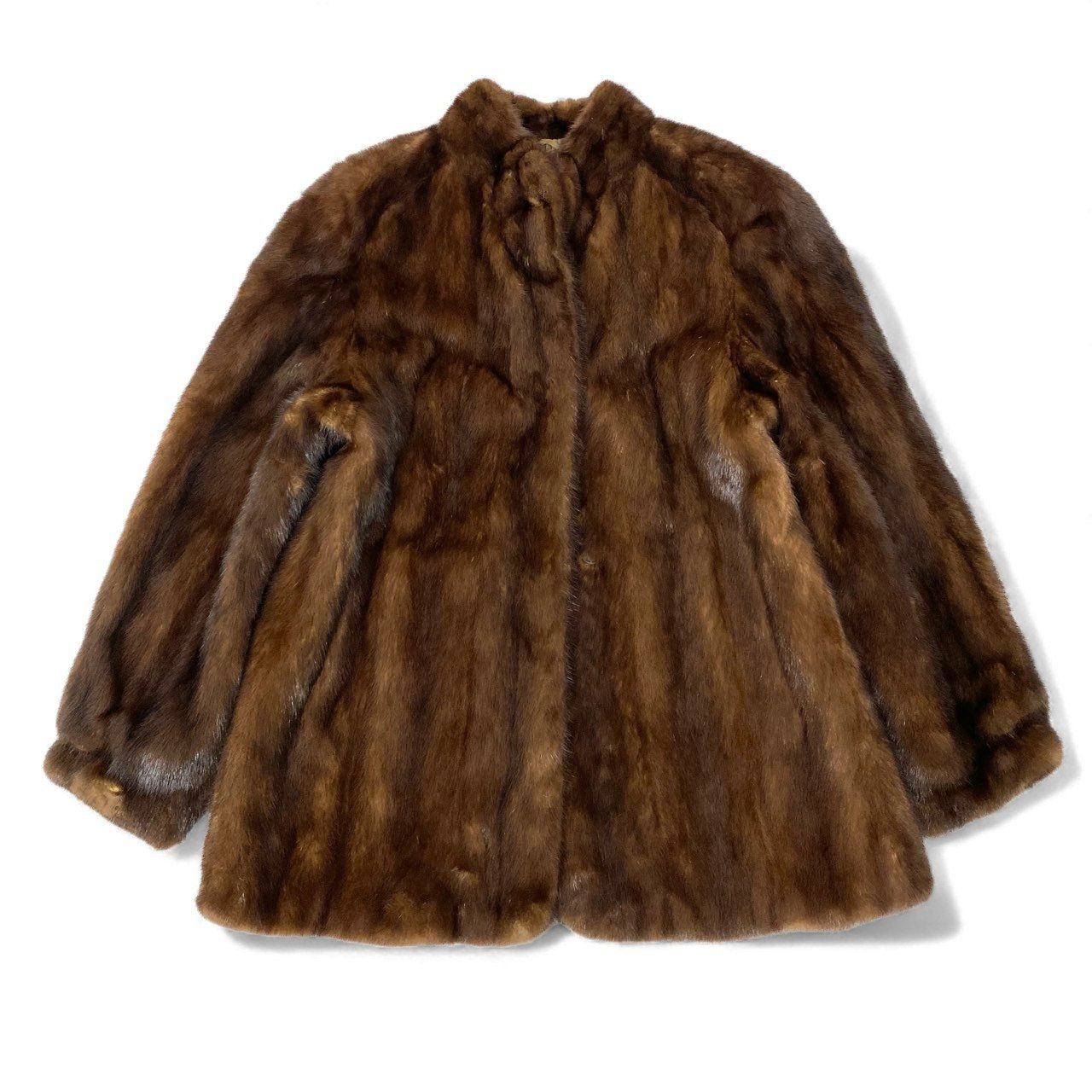 GRES PARIS デミバフミンク MINK ファーミドルコート L相当 茶系 26L5 SAGA MINK サガミンク 金サガ デミバフミンク ファーコート