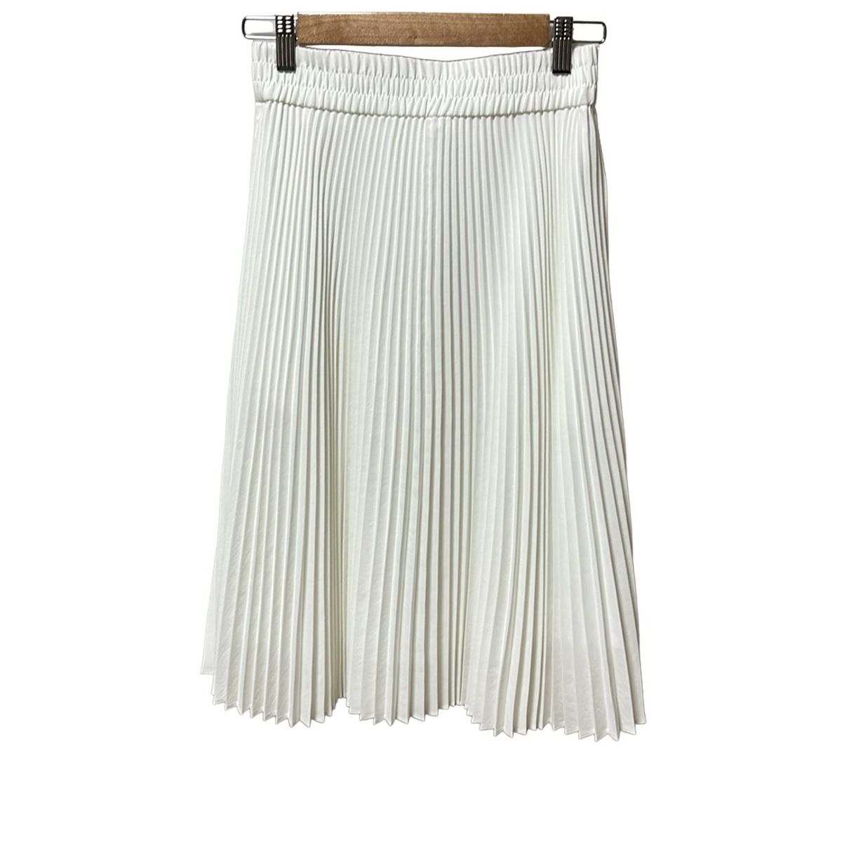 Rene ルネ スカート サイズ34 S レディース 白 ひざ丈 プリーツ ウエストゴム