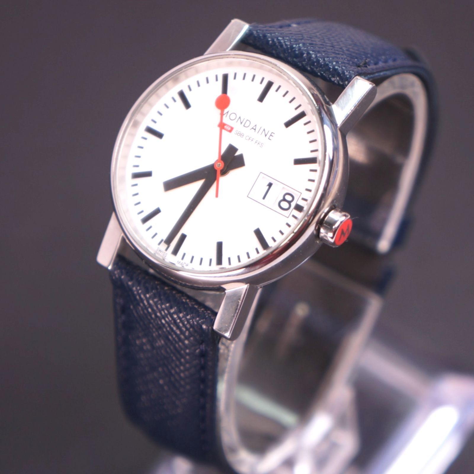 訳あり稼働美品】MONDAINE HELVETICA 新品ベルト電池交換済 付属品有