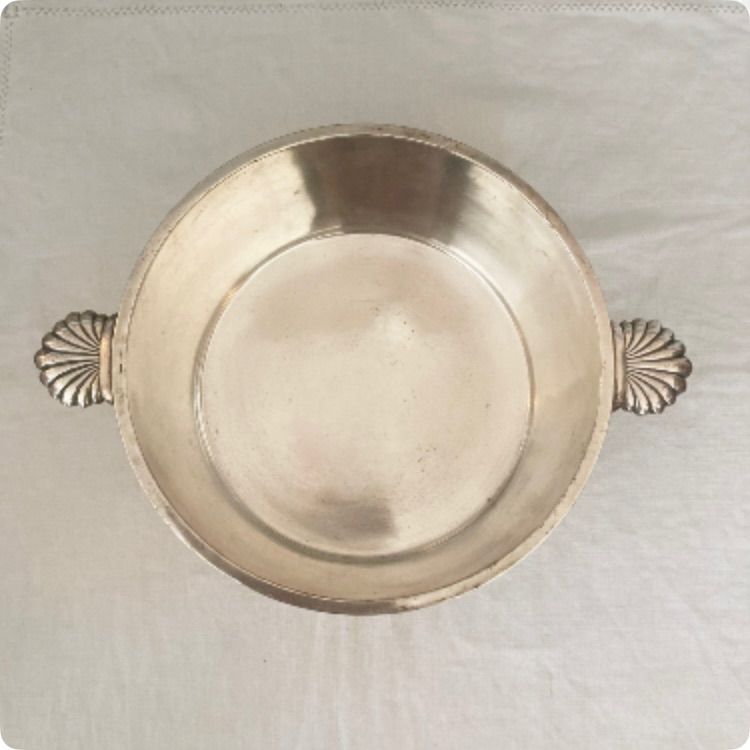 フランスアンティーク　ライオンハンドルの銀ボウル フランスアンティーク ライオンハンドルの銀ボウル フランス