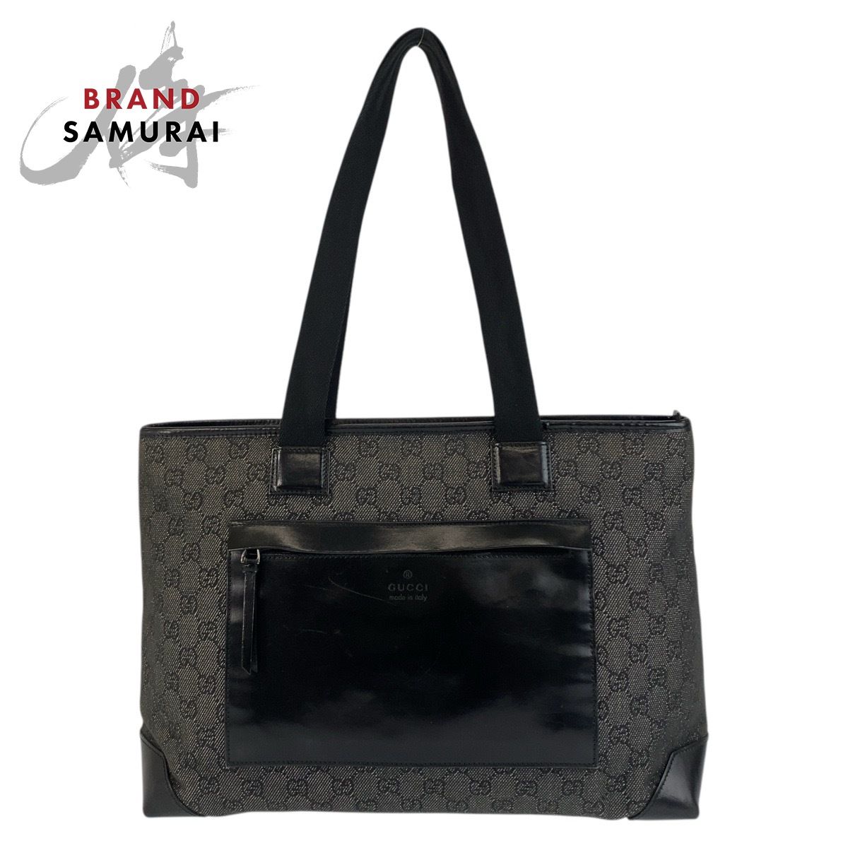 美品 GUCCI グッチ ブラック 黒 GGキャンバス/レザー 34339 トート