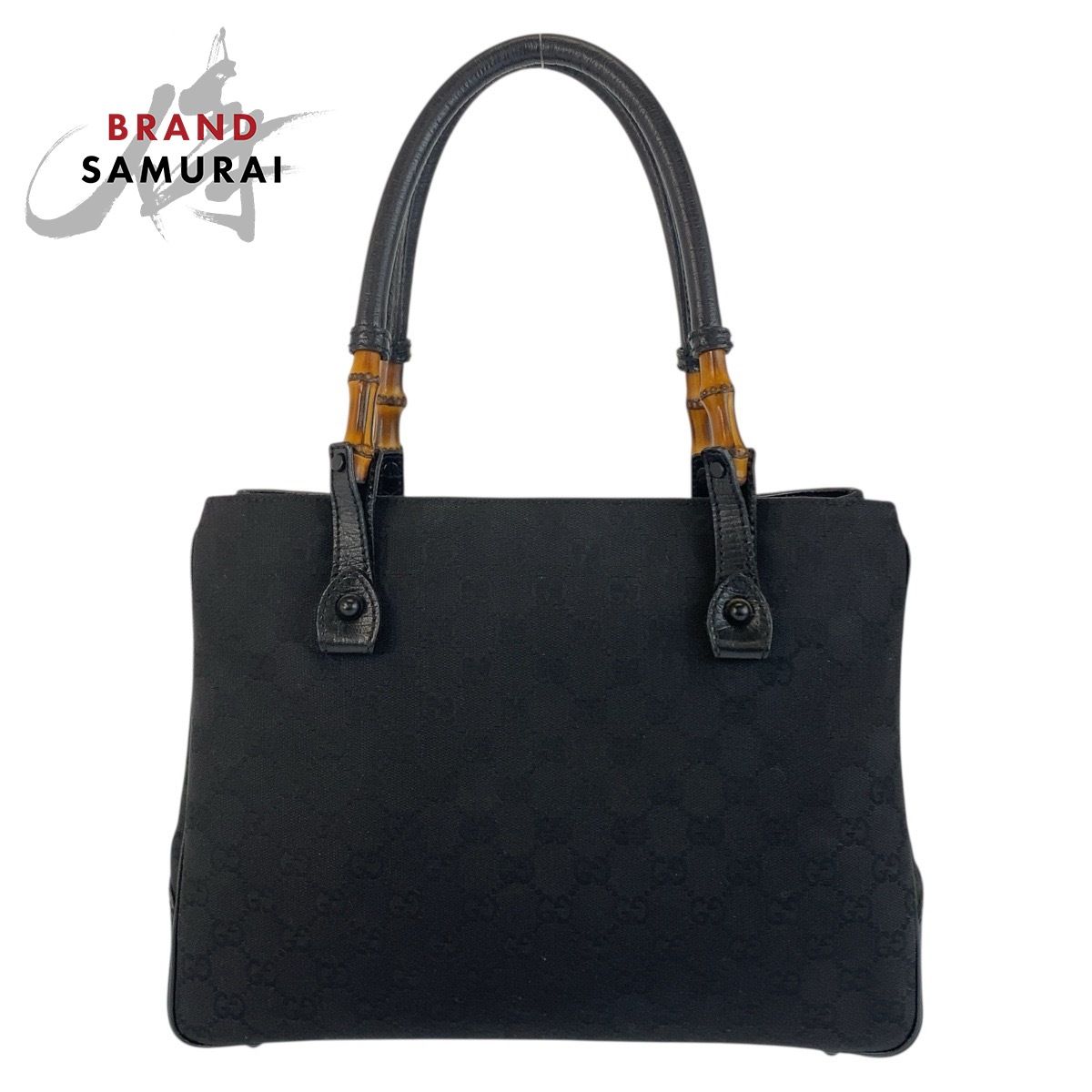 美品 GUCCI グッチ バンブー ブラック 黒 GGキャンバス/レザー 112526