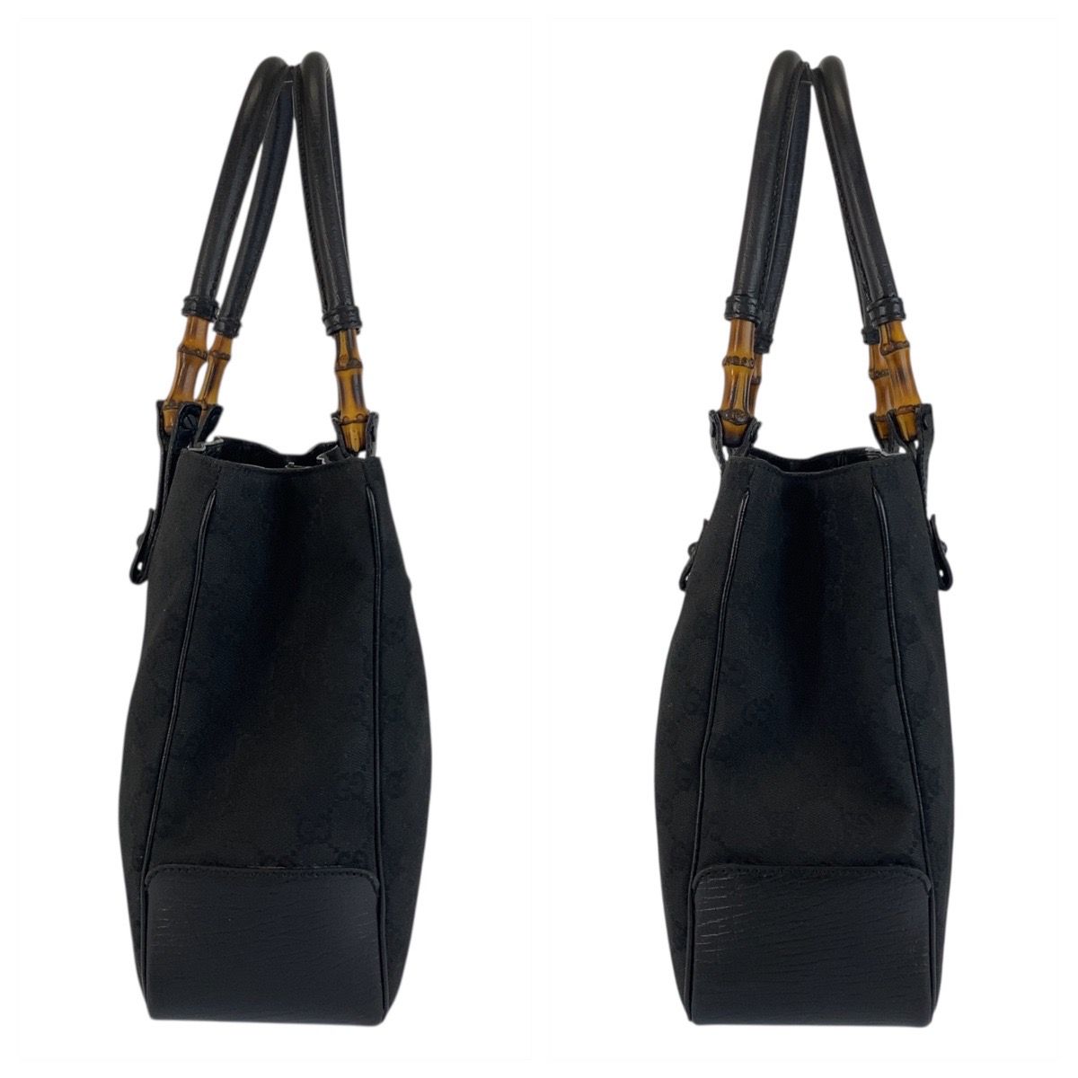 美品 GUCCI グッチ バンブー ブラック 黒 GGキャンバス/レザー 112526