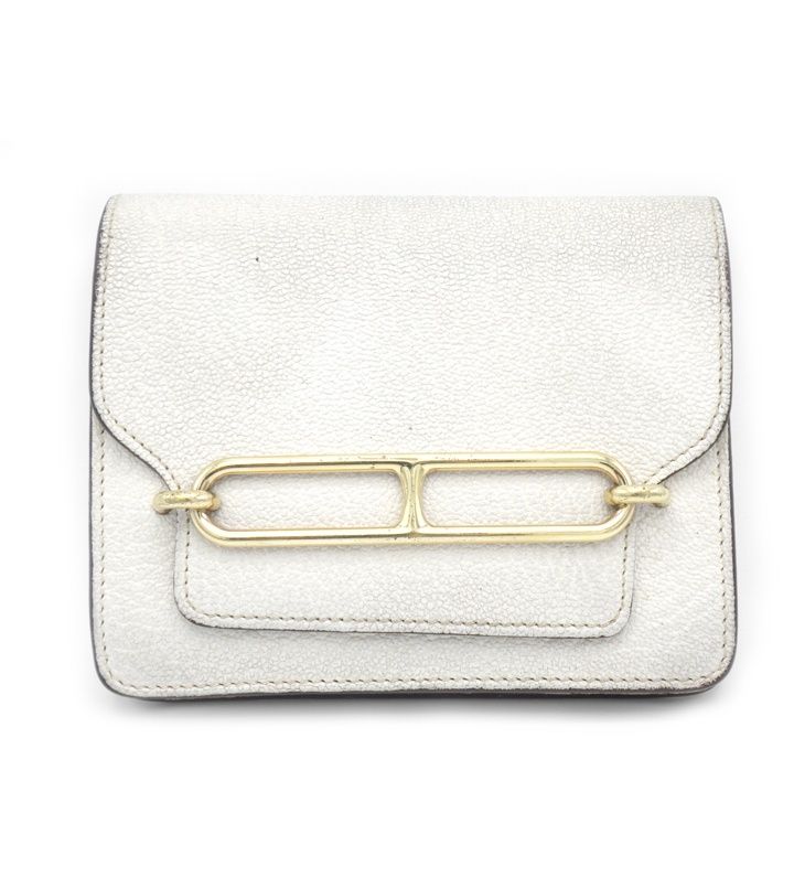 エルメス HERMES ロウリス スリム レザー ナタ アイボリー 二つ折り ウォレット 財布 h 6371