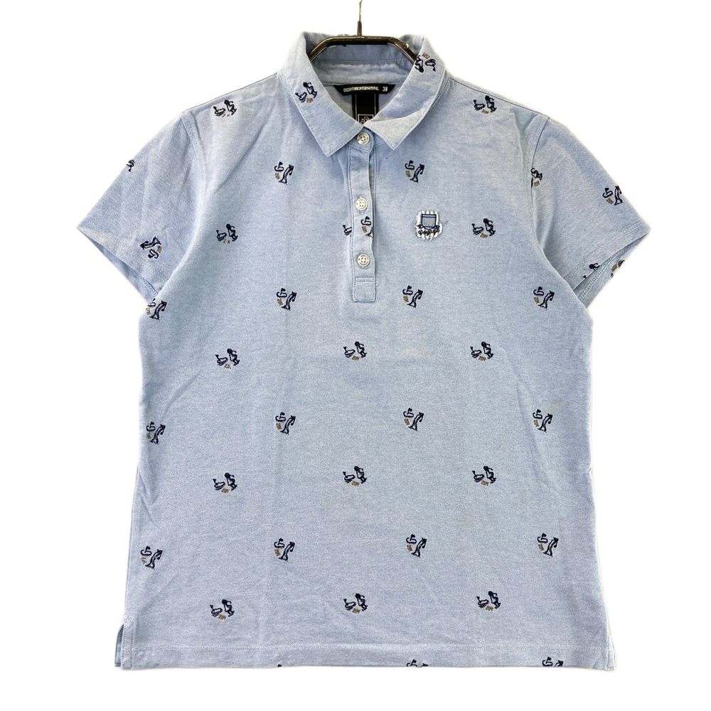 サイズ：38 ZOY ゾーイ 半袖ポロシャツ 刺繍柄 ブルー系 [240101567743