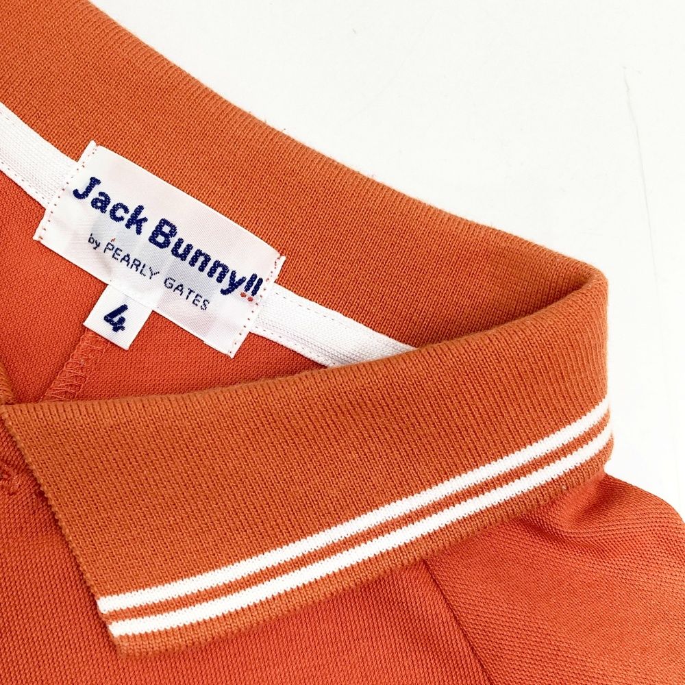 Jack Bunny!! メンズ ゴルフ ウェアorange ポロシャツ サイズ：4 JACK BUNNY ジャックバニー 半袖ポロシャツ オレンジ系