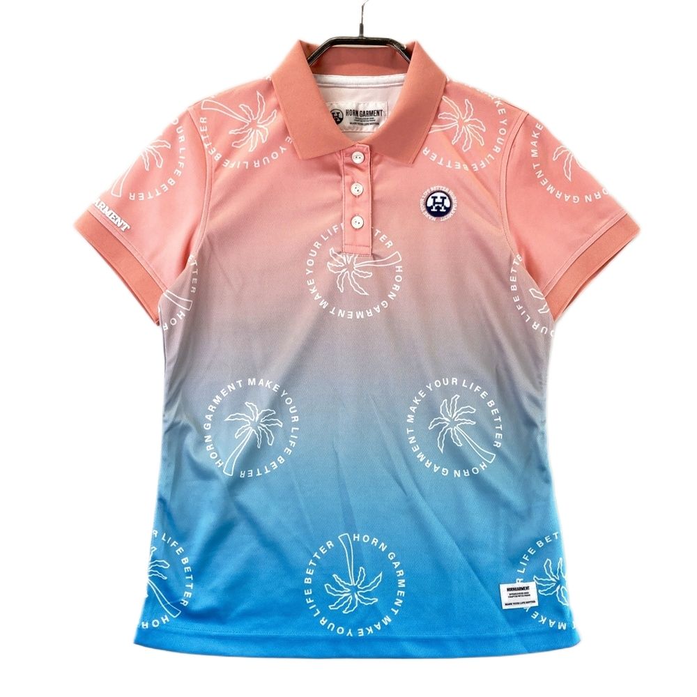 HORN GARMENT ホーンガーメント　ゴルフ　フラミンゴ柄ポロシャツ サイズ：M HORN GMT ホーン ガーメント 半袖ポロシャツ ピンク系
