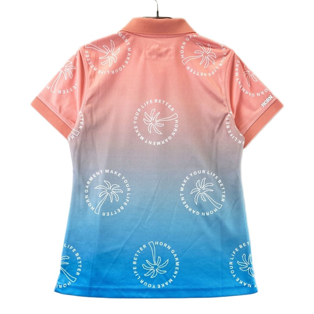 サイズ：M HORN GMT ホーン ガーメント 半袖ポロシャツ ピンク系