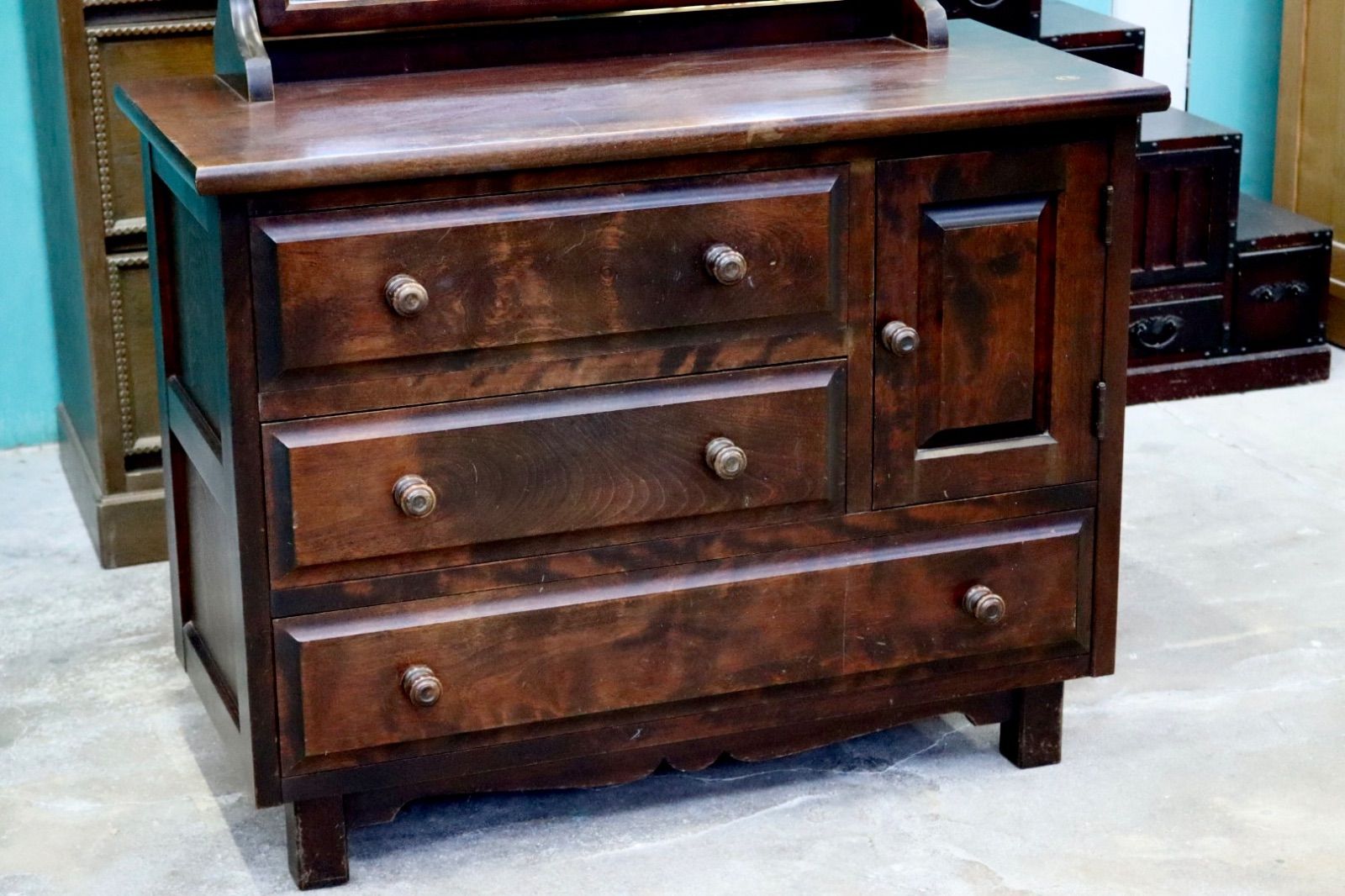 GMIH279○北海民芸家具 鏡台 化粧台 ドレッサー チェスト 整理箪笥 樺