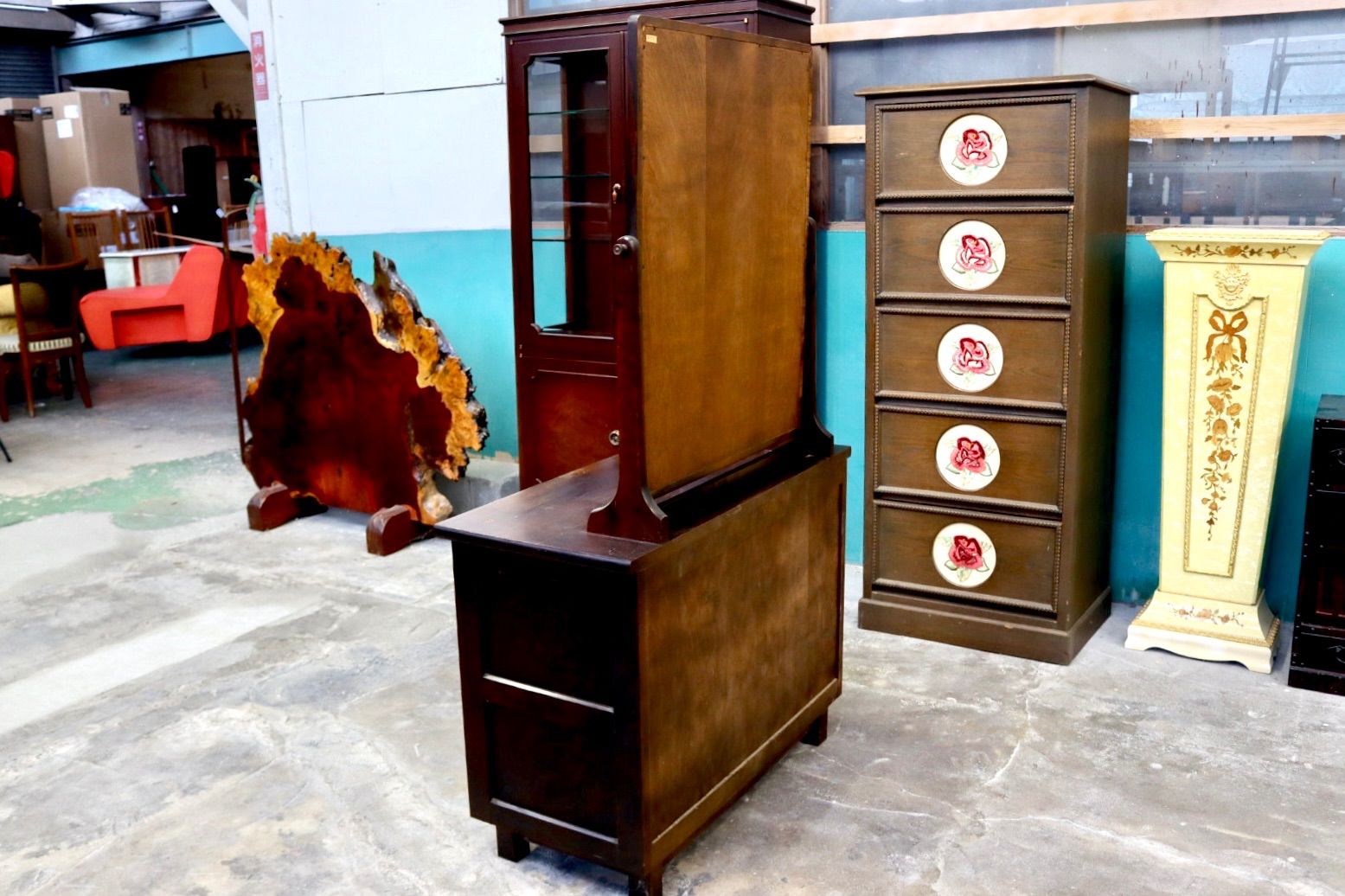 GMIH279○北海民芸家具 鏡台 化粧台 ドレッサー チェスト 整理箪笥 樺