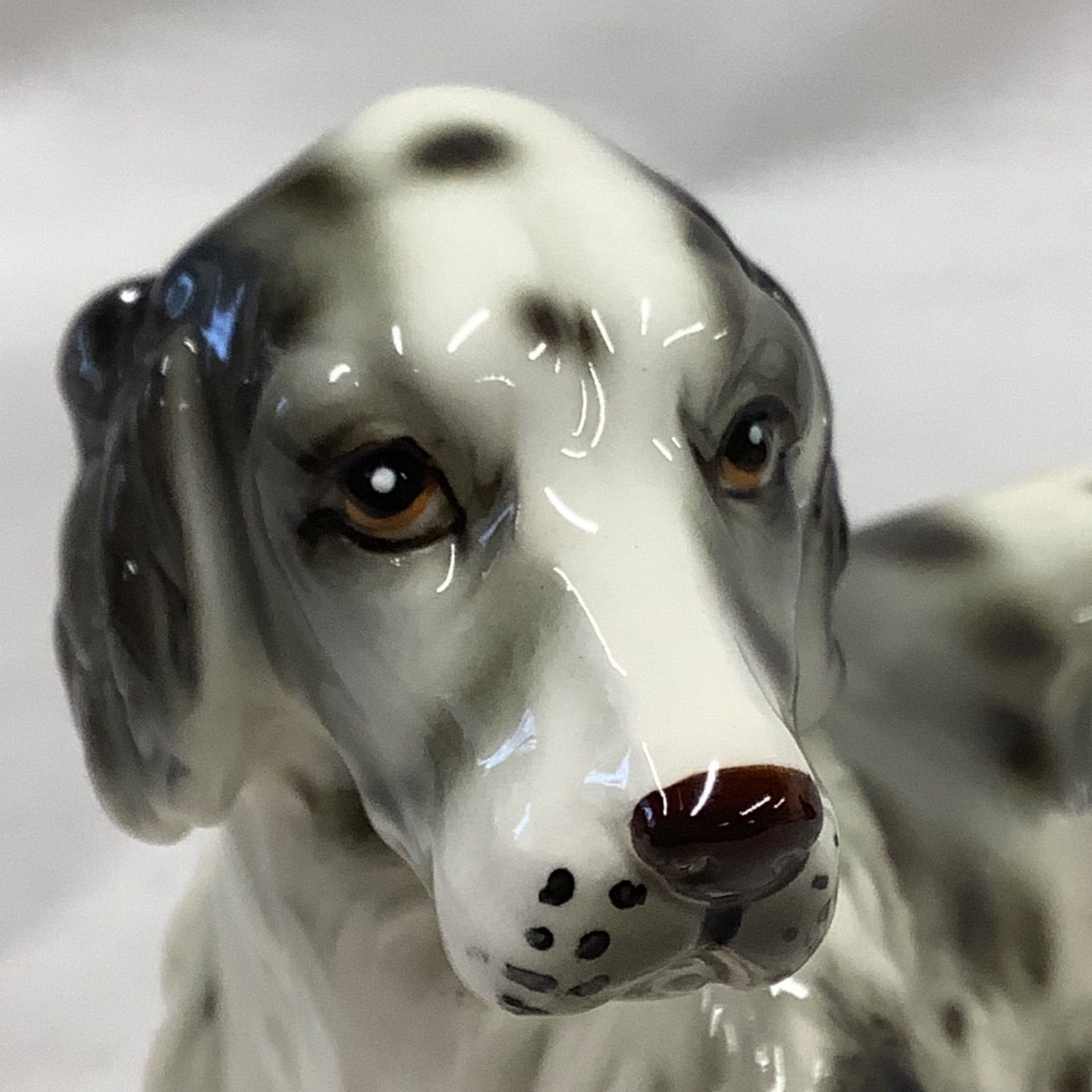 犬の置物 2個 陶器製 イングリッシュ・セッター シュナウザー Q855