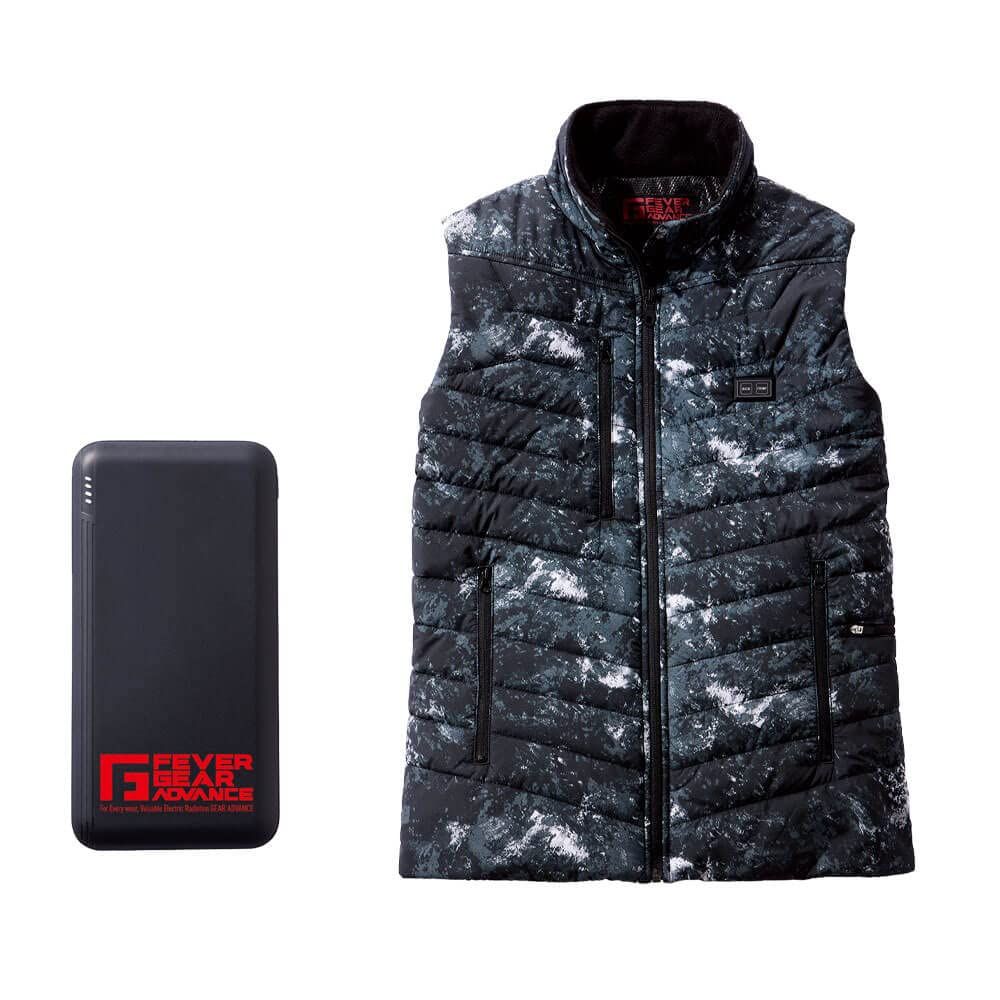 自重堂 防寒着 FEVER GEAR ヒーター内蔵電熱ベスト L 142ブラックカモフラ