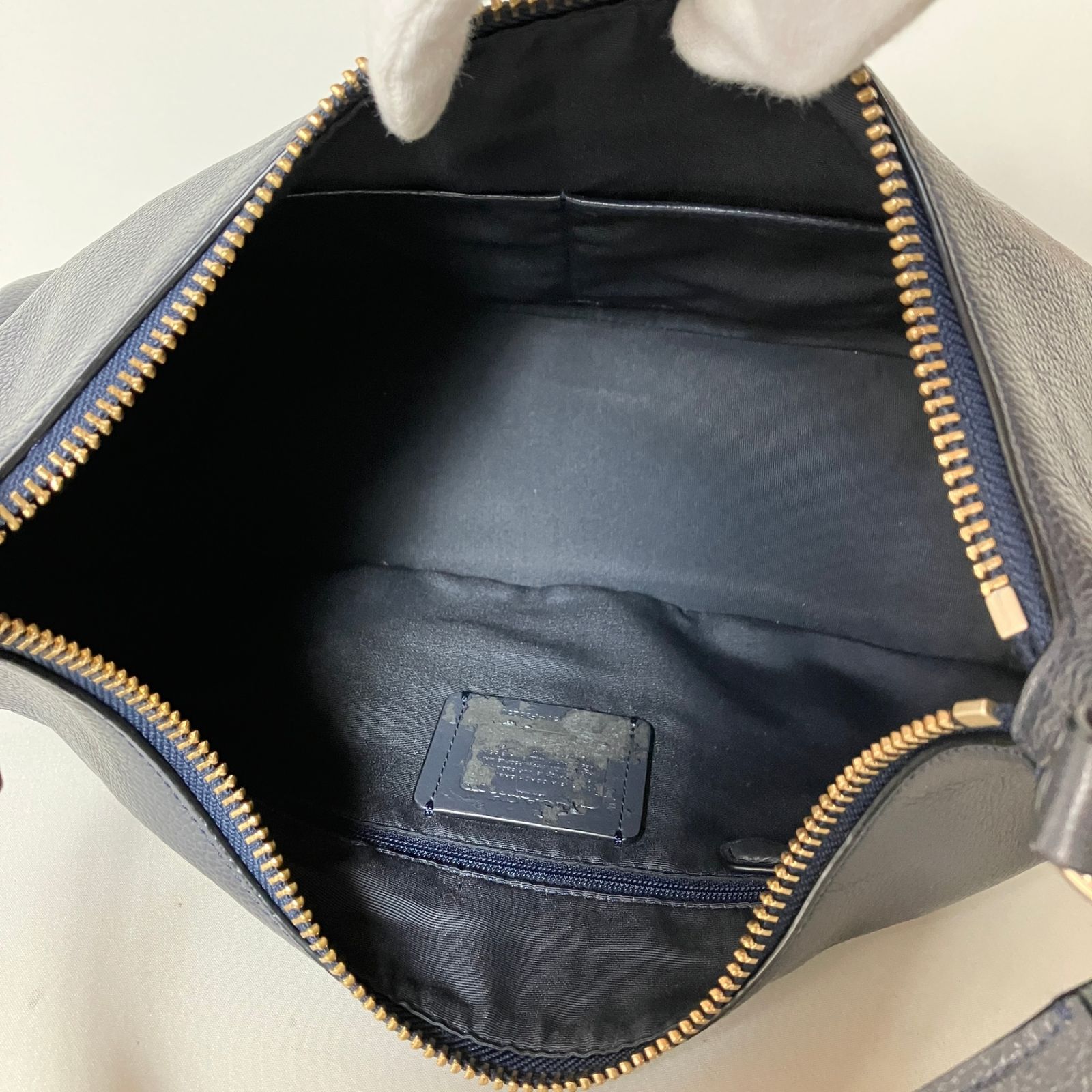 2510-310｜美品｜コーチ ワンショルダーバッグ レザー ネイビー - メルカリ