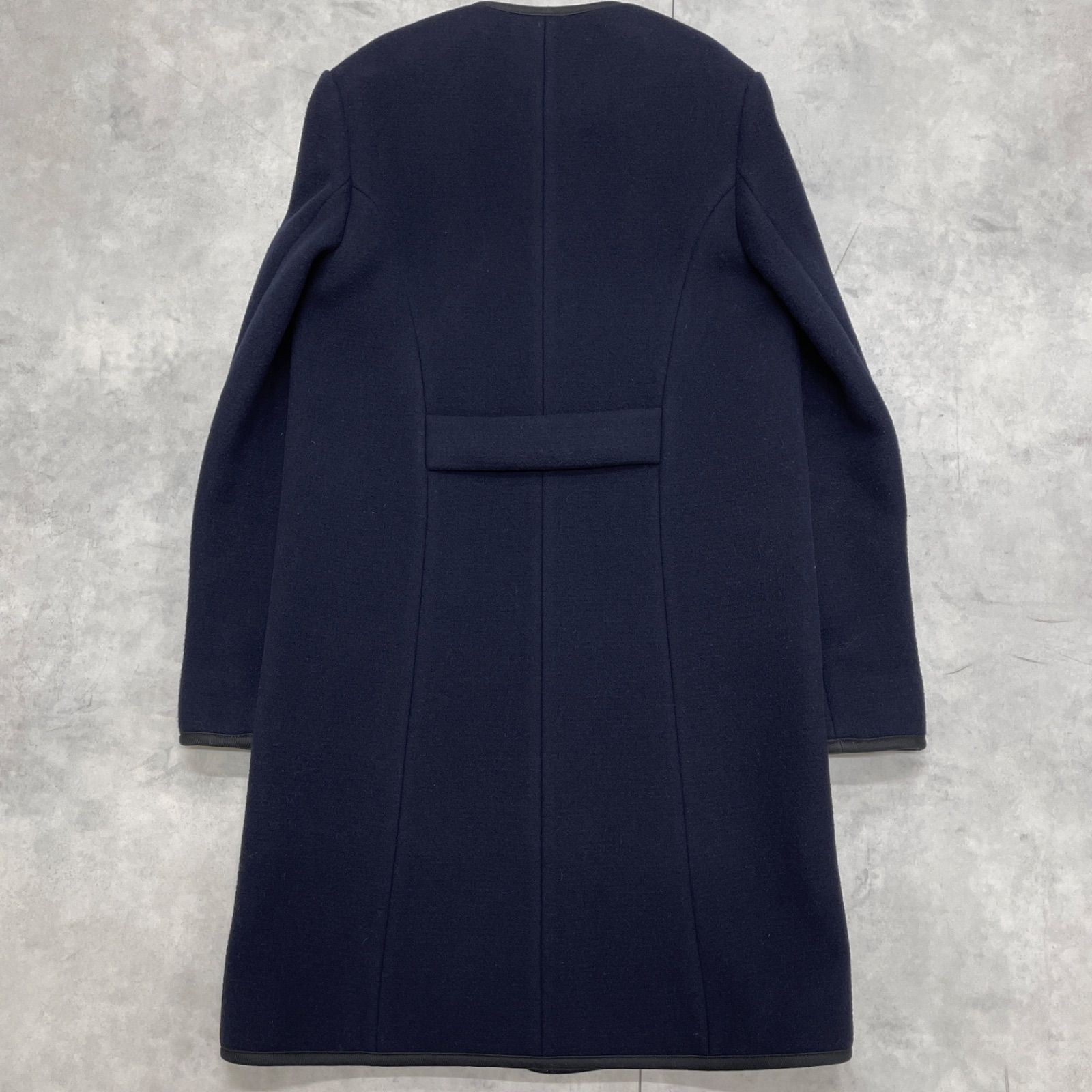 【6/13迄値下げ】Carven ウールコート / ネイビー 34 CARVEN カルヴェン ロングコート ダッフル ノーカラー ウール ネイビー