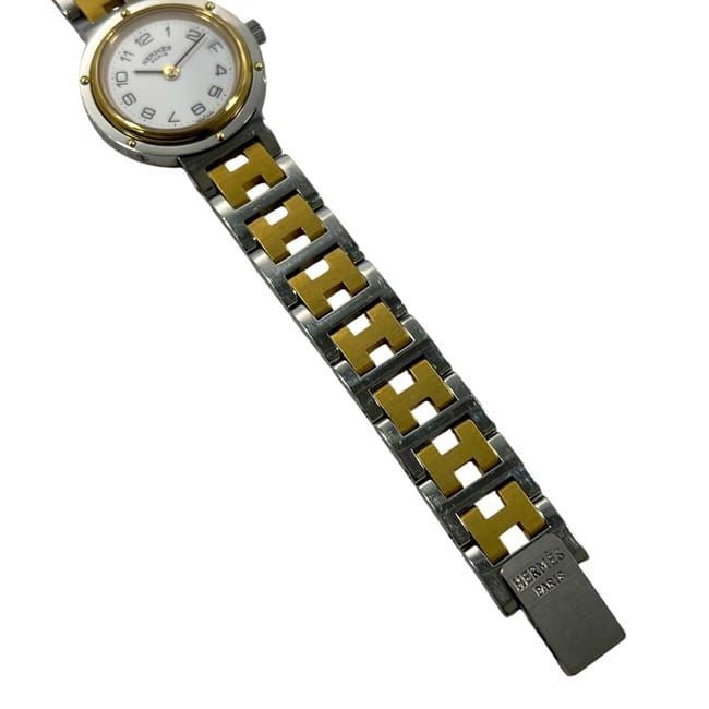 エルメス 腕時計 クリッパー ホワイト シルバー ゴールド 時計 美品