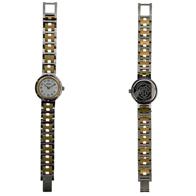 エルメス 腕時計 クリッパー ホワイト シルバー ゴールド 時計 美品