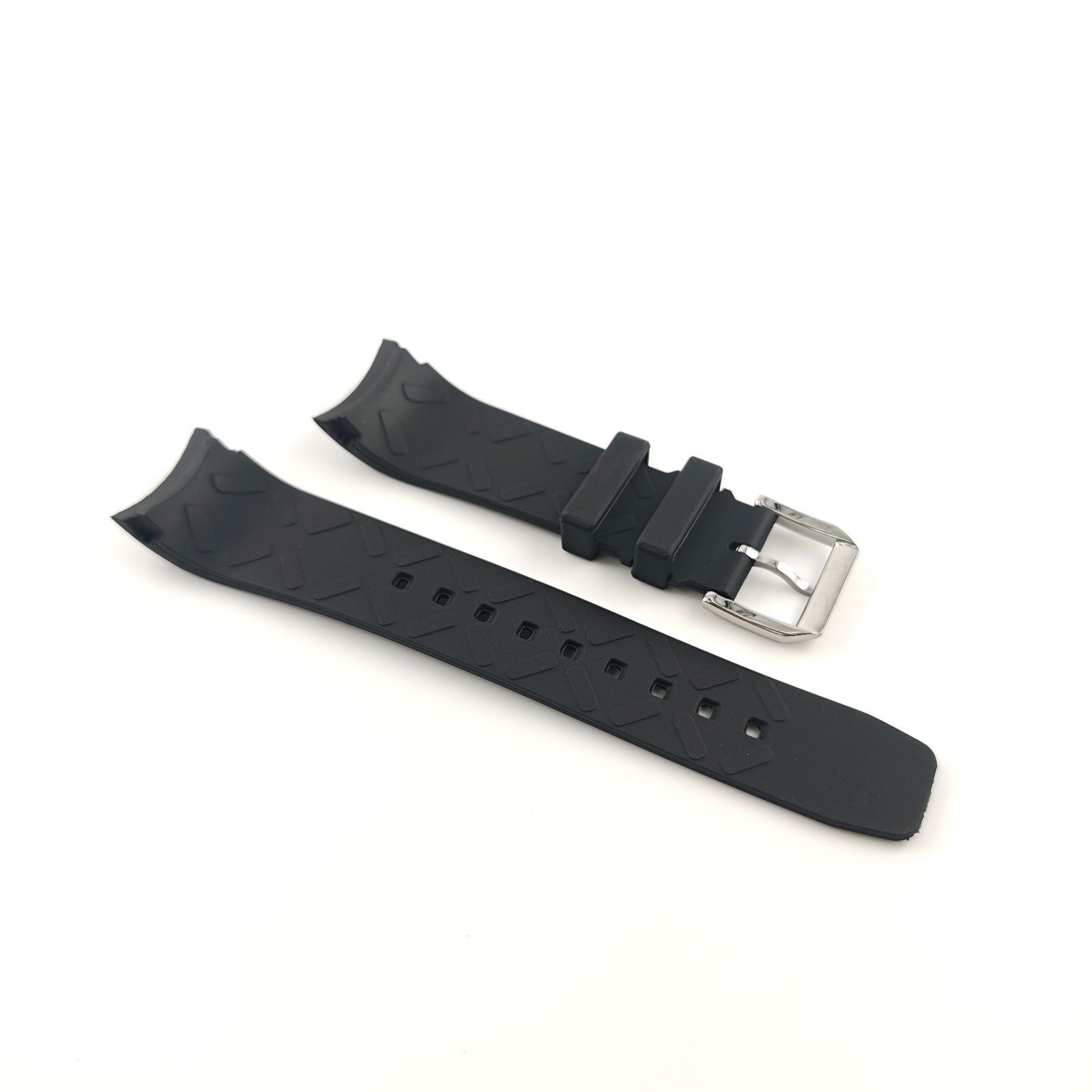 22mm 腕時計 シリコンラバーベルト ブラック 黒 尾錠タイプ 【対応