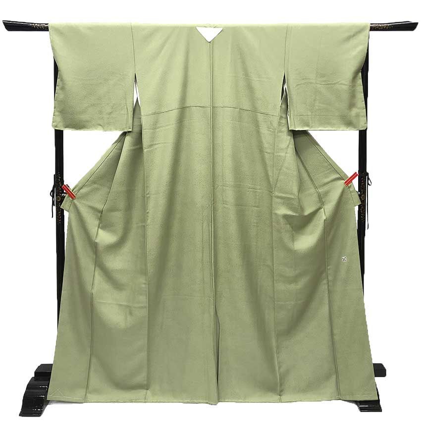 京やF030 正絹 色無地 一つ紋 丹後ちりめん 加賀の彩り 平安織 地模様