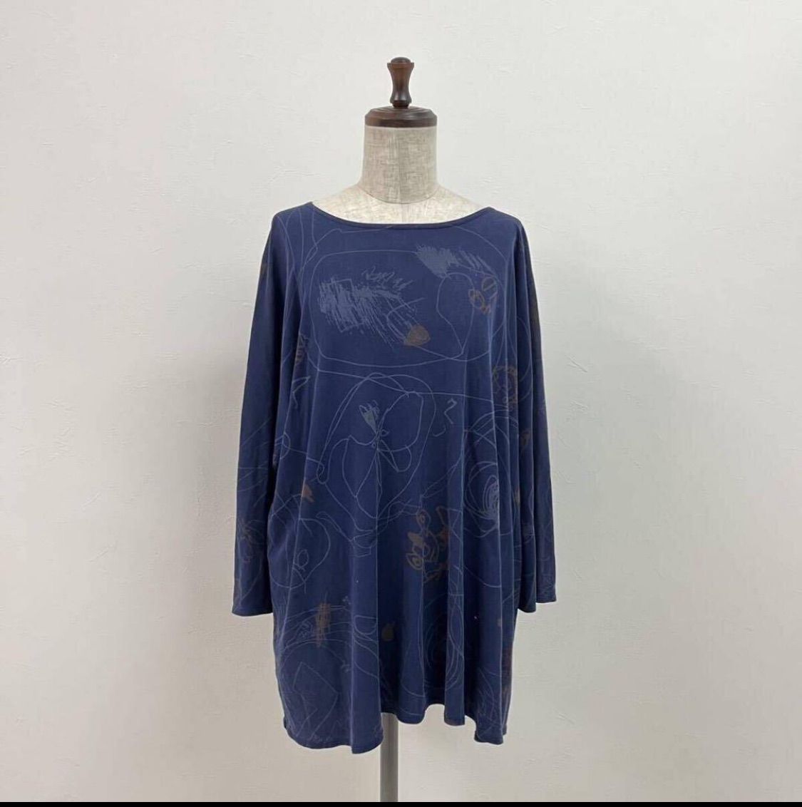 JURGEN LEHL ヨーガンレール 総柄 チュニック サイズ M ネイビー 系