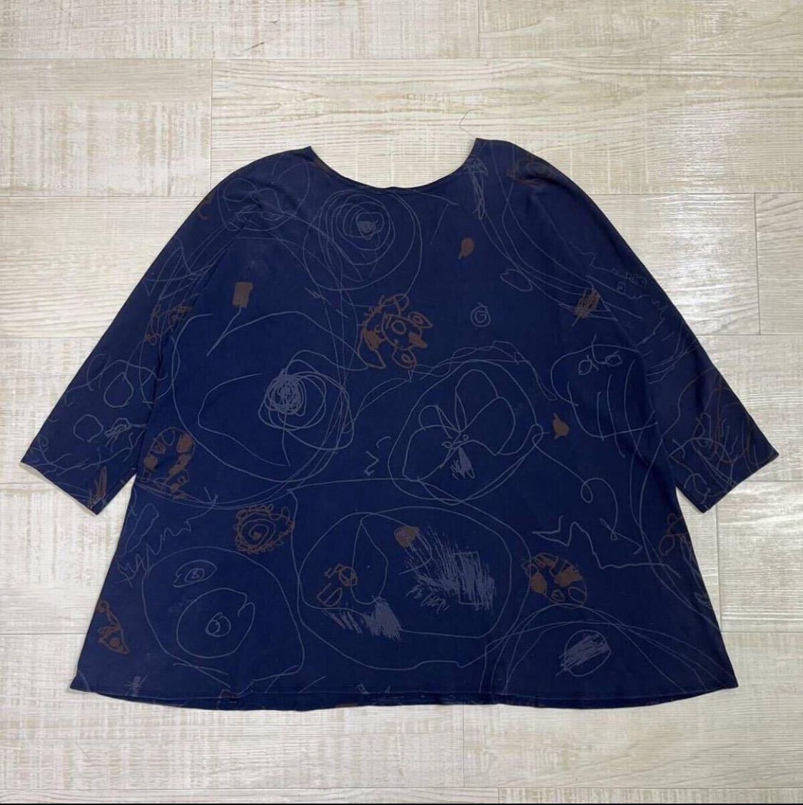 JURGEN LEHL ヨーガンレール 総柄 チュニック サイズ M ネイビー 系