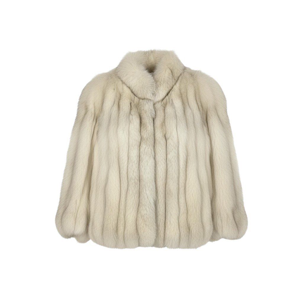 86L5 ブルーフォックス ファーコート サイズF ホワイト 本毛皮 FOX FUR