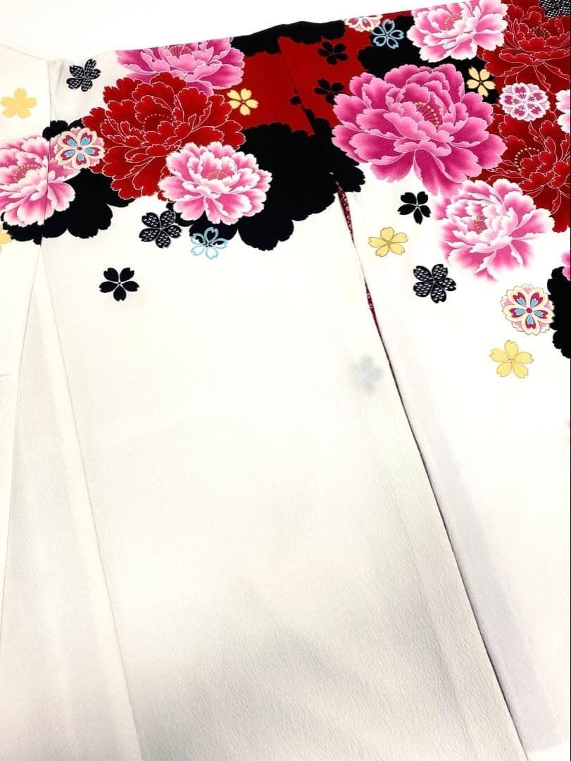 二尺袖 ポリエステル着物 山本寛斎 金彩 牡丹 袴用 MOP515 - メルカリ