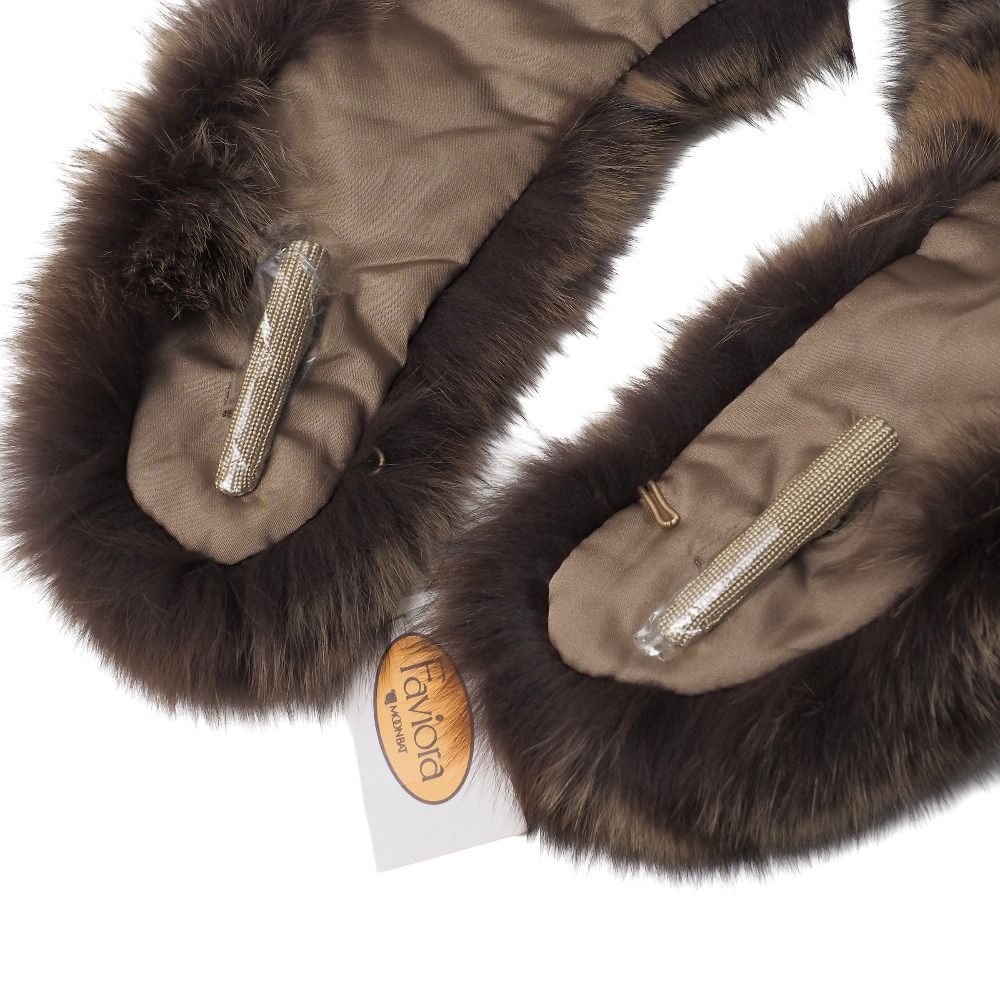 Faviora ファビオラ ファー ティペット マフラー ムーンバット 美品 □美品□Faviora × FOX ファビオラ × フォックス ブルーFOXプリント