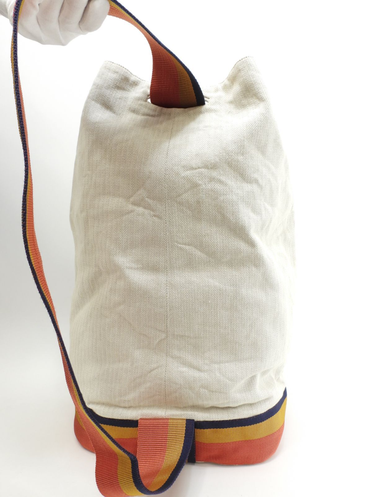 【美品級】HERMES（エルメス）キャバリエ　ボディバッグ　ハンド　キャンバス エルメス キャバリエ コットン 白 ワンショルダーバッグ クロスボディ
