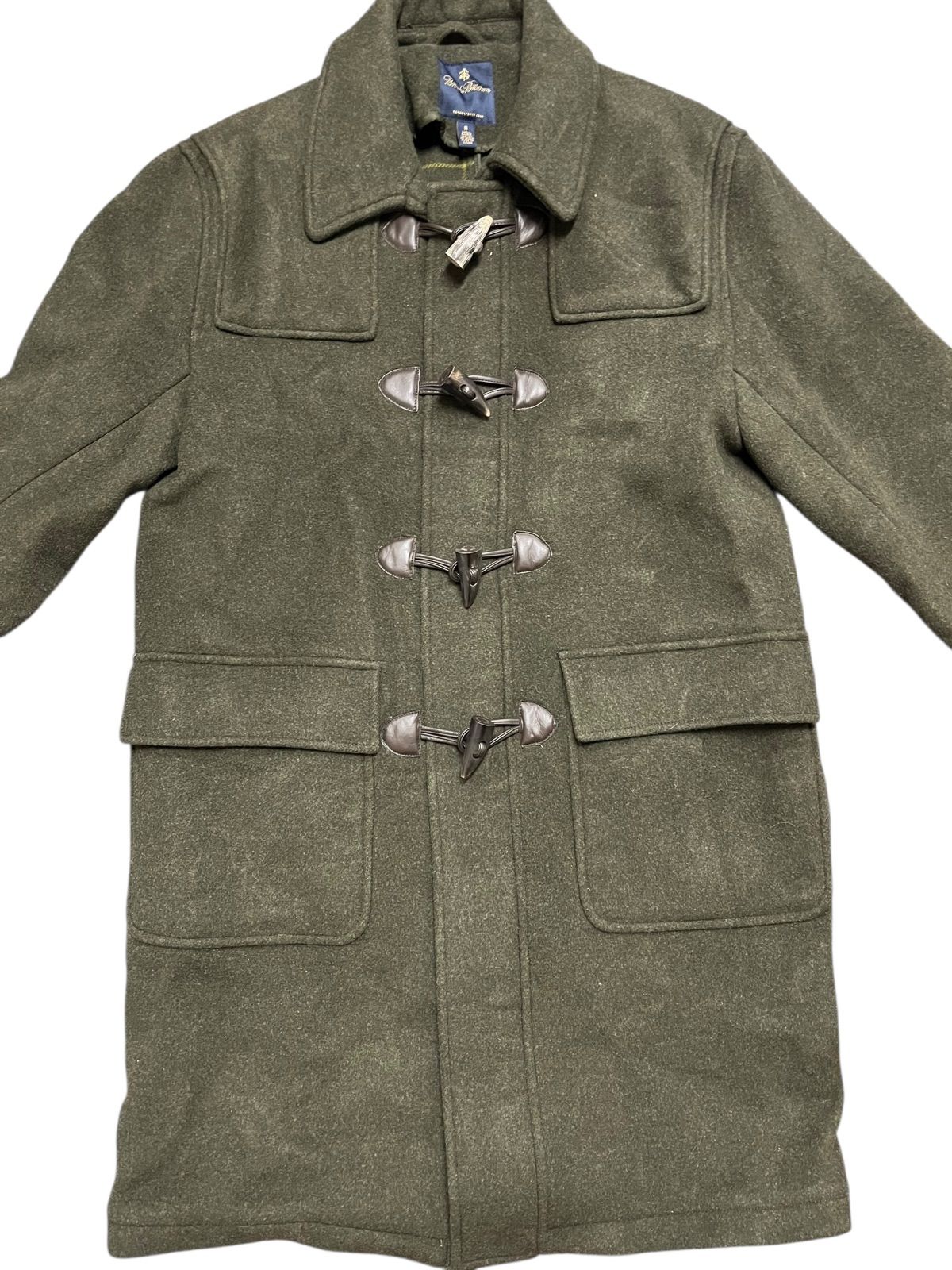 Brooks Brothers ウールダッフルコート メンズ カーキ 裏地チェック柄