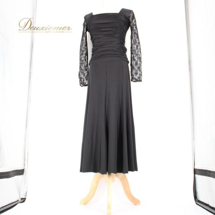 【美品 社交ダンス衣装】ワンピース ドレス ICHIOKU 赤 黒 ブラック 社交ダンス 衣装 スタンダード ドレス ワンピース レッスンウェア