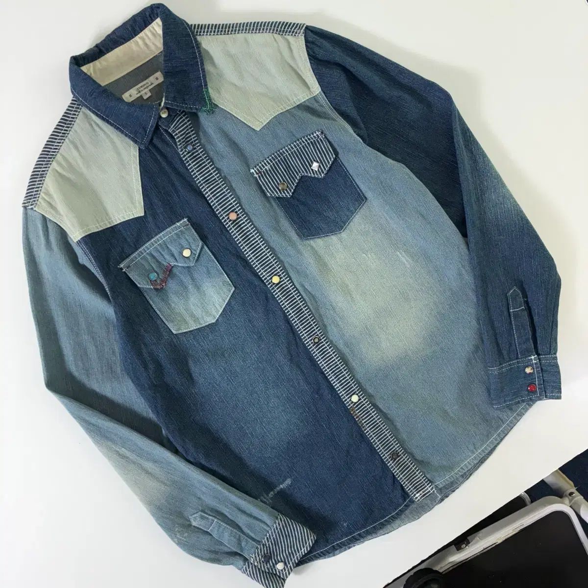 Corisco コリスコ ウェスタン パッチワーク デニム ポケットシャツ