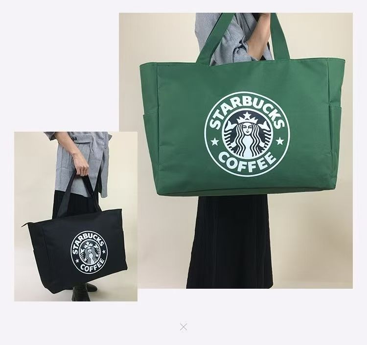 5点 スタバ トート バッグ エコバック超ビッグ 買い物袋　グリーン　キャンバス Amazon.co.jp: スタバ トートバッグ 緑 エコバック ビッグサイズ