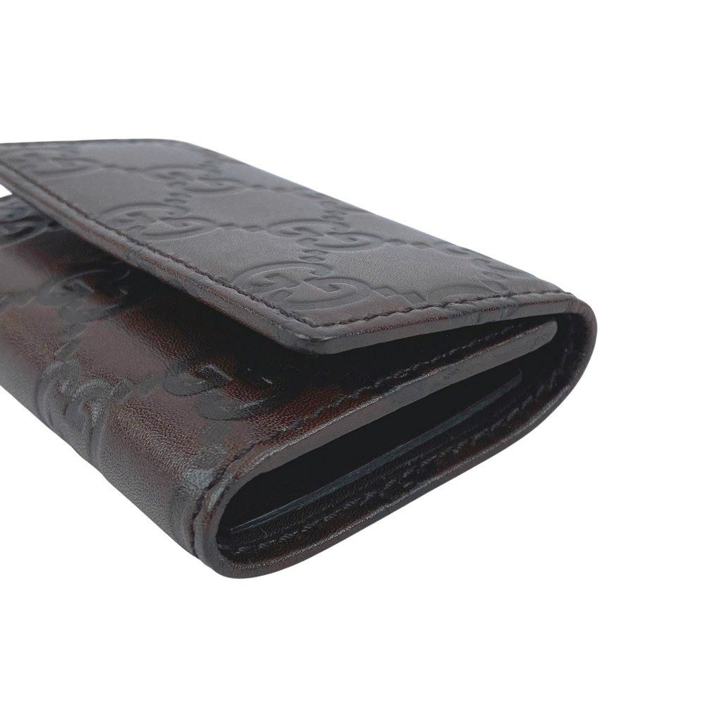 グッチ □美品□ 6連キーケース GG ダブルG レザー シマ ブラウン