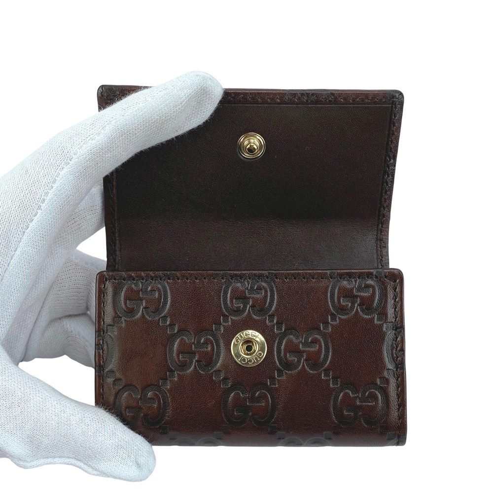 グッチ □美品□ 6連キーケース GG ダブルG レザー シマ ブラウン