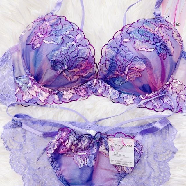 ブラショーツセットブラジャーショーツ C70/C75/D65/D70/D75 花柄刺繍