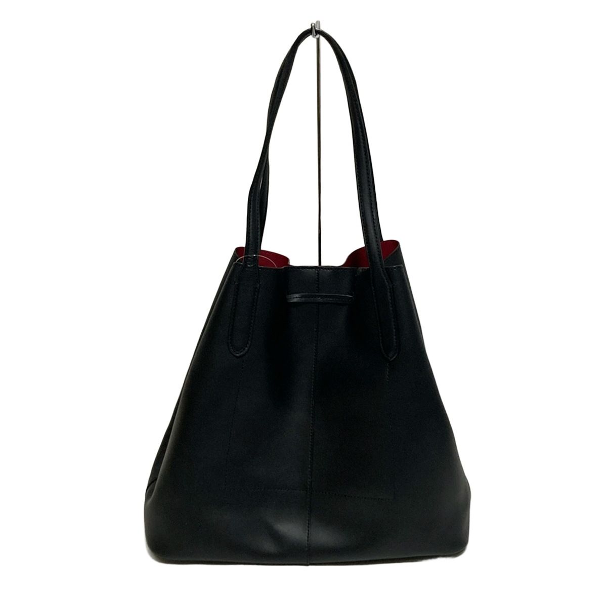 Ralph Lauren 本革 トートバッグ 黒×赤ハンドル RalphLauren(ラルフローレン) トートバッグ - 黒×レッド R・L・L