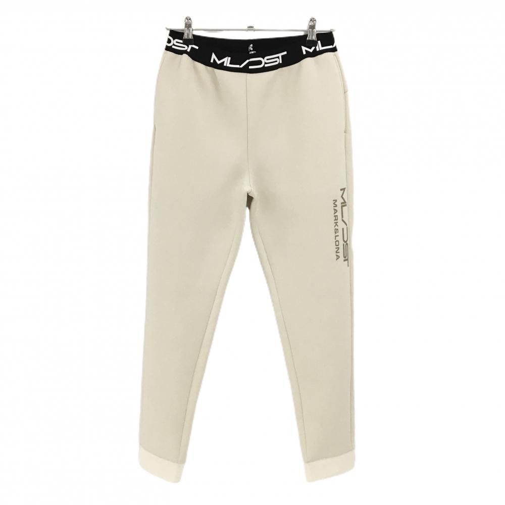 マークアンドロナ パンツ ライトベージュ 黒 ウエストゴム ダンボールニット レディース ゴルフウェア 品 MARK＆LONA
