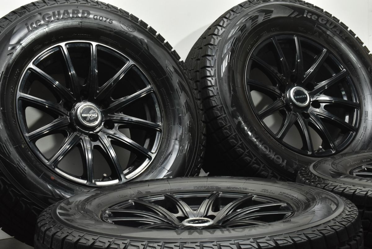 バリ溝 バイソン 17 in 7 5 J 28 PCD 139 ヨコハマ アイスガード G 075 265 70 R プラド ハイラックス サーフ スタッドレス