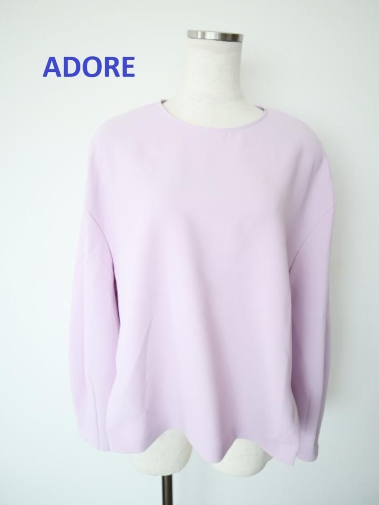 ADORE アドーア ダブルストレッチブラウス カットソー Mサイズ 38 パープル ストレッチ素材 定価35 200円 製 み 6460027
