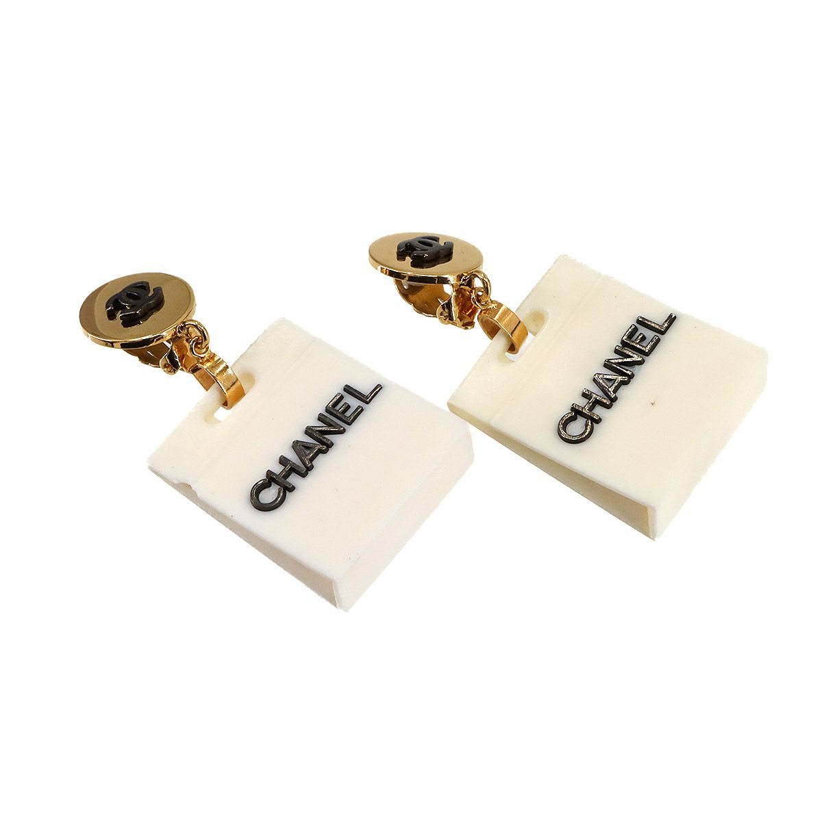 シャネル CHANEL ショッパー スイング イヤリング ココマーク ホワイト