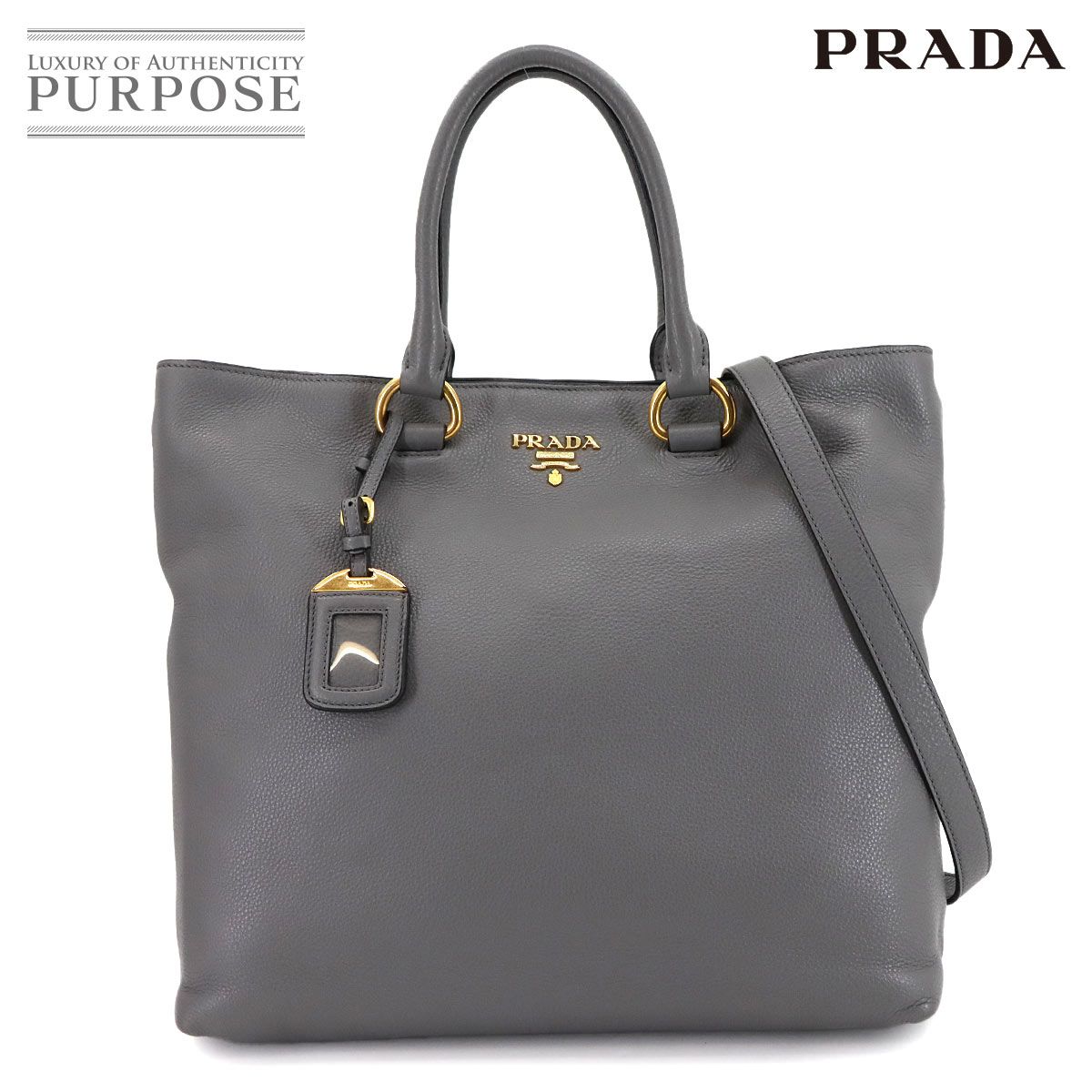 美品 プラダ PRADA 2way トート ショルダー バッグ レザー マルモ