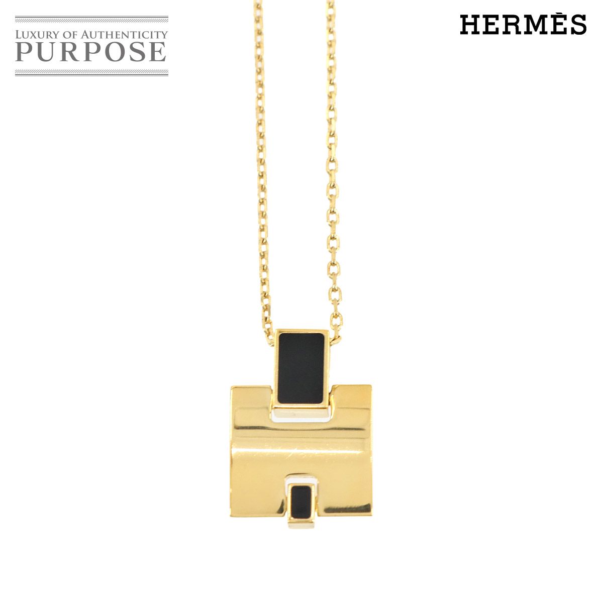 新品同様 エルメス HERMES アイリーン ネックレス ゴールド ブラック