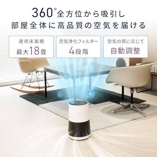 WINIX ウィニックス 空気清浄機 18畳 花粉 ほこり ペット アレルギー除去 4段階空気清浄 360° True HEPAフィルター スリープモード 静音 小型 ライトグレー A 231 002 eadcf