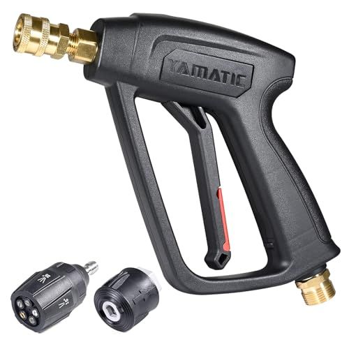 YAMATIC 真鍮製強化版 ケルヒャー対応 高圧洗浄機 ショートガン 5段階ノズル付属 安全ロック 275バー耐圧 30 L min K 2 3 4 5 7 JTK互換 M 22-14 mmクイック接続＆1 4イ 798 ea 51 f