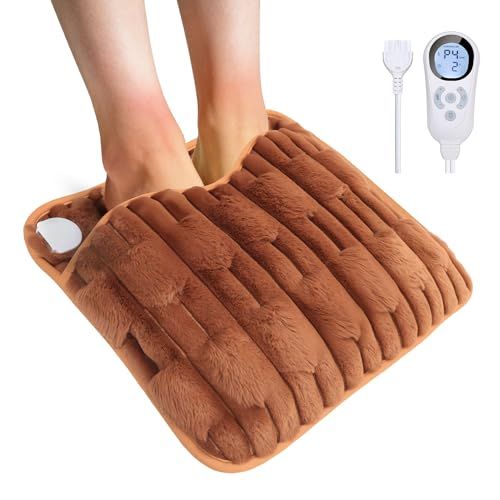 電気足温器 2025 新登場 電気フットウォーマー 速暖 柔らかいウサギ毛調フリース 抗菌 防臭 軽量 過熱保護 多用途 丸洗い可 省エネ 収納簡単 足元ヒーター ６段温度調整 5 段階タイマー機能 ホットマット 足元 あったかグッズ 6 a 8 b 2126
