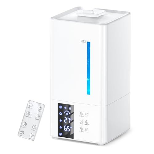 2025 新モデル 加熱式 5重除菌 加湿器 大容量8 L ハイブリッド式 超音波加湿器 上部給水 マイナスイオン 空気清浄 パワフル加湿 6段階調節 AI自動湿度管理 リモコン付き 静音 省エネ 空焚き防止 水漏れ防止 タ 90 ccc 579