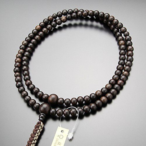 念珠ドットコム 臨済宗 数珠 男性用 尺二 縞黒檀 艶消し 紐房 本式数珠 京念珠 京都 108玉 禅宗 天然木 二輪 葬儀 葬式 法事 法要 数珠袋プレゼント d 468162 e