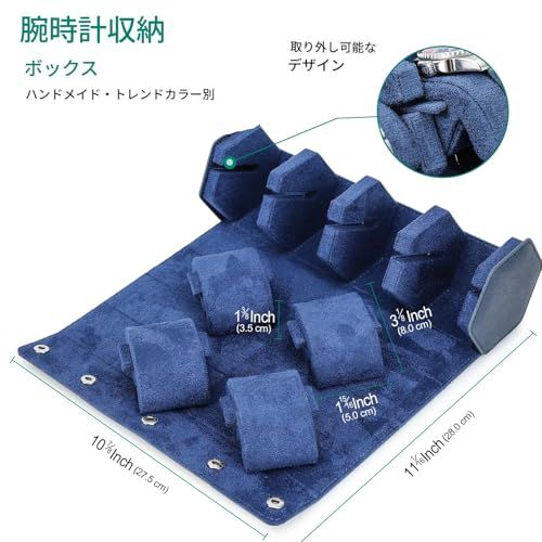 Contact s family 腕時計ロール 4本用 六角型レトロ腕時計ケース 本革時計ケース 腕時計収納ボックス ベルベットインテリアレザーメタルラバー 時計携帯 旅行 出張 持運び 耐衝撃 ギフト プレゼン Blue f 4 bc 6 cd 8